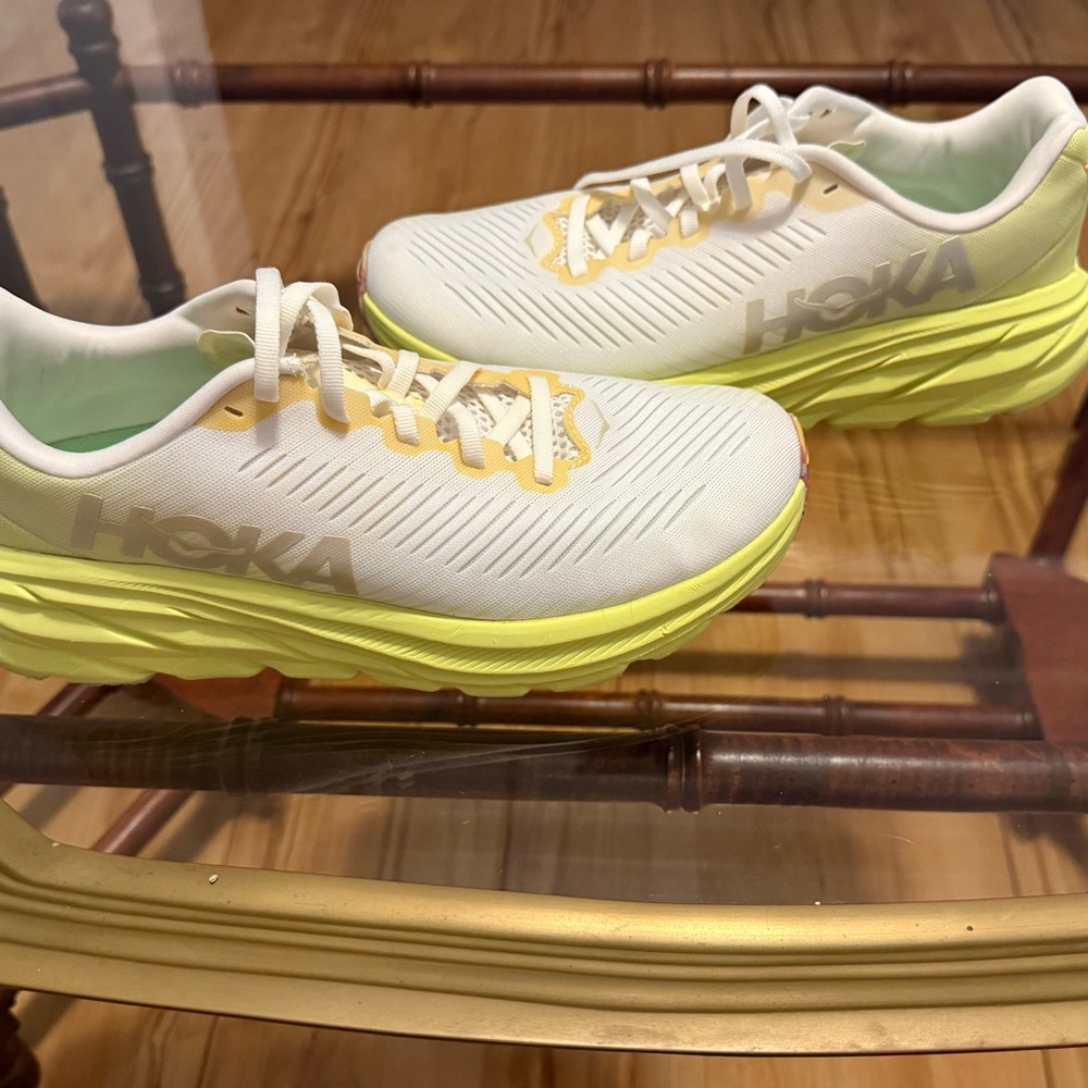 Hoka Cream and Lime Athletic Shoes - Picture 3 of 7
